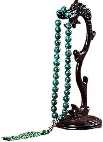 Colgante de borla de turquesa negra de piedra natural de 0.394 in, 33 cuentas de oración, musulmán islámico, Tasbih Allah Mohammed Rosario para