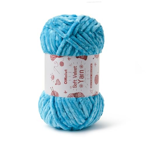 Image of 100g Fluffy Velvet Chenille Yarn for Crocheting and Knitting, 80m (87.5yd) Baby Yarn for Crocheting Soft, Crochet Chunky Yarns Amigurumi Yarns (Lake Blue)