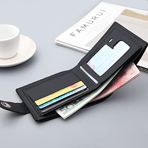 Image of Slim Wallet for Men with Coin Purse, Minimalist Wallet with Zipper, Bifold Mens Wallets with Credit Card Holder, PU Leather Men's Wallet with Money Clip, Carteras Para Hombres (BUCKLE BLACK)
