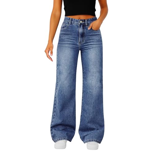 Woman Wide Leg Jeans High Waisted Baggy Jeans Boyfriend Jean Elastic Waist Stretchy Jean Straight Leg Denim Pants2