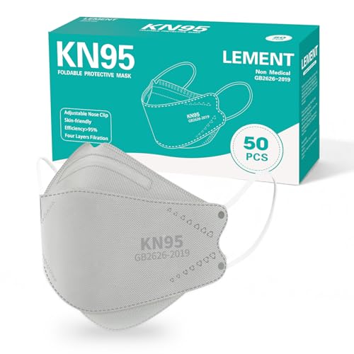 LEMENT KN95 Face Masks,50 Pack Breathable Dust Safety Mask For Adult, Grey