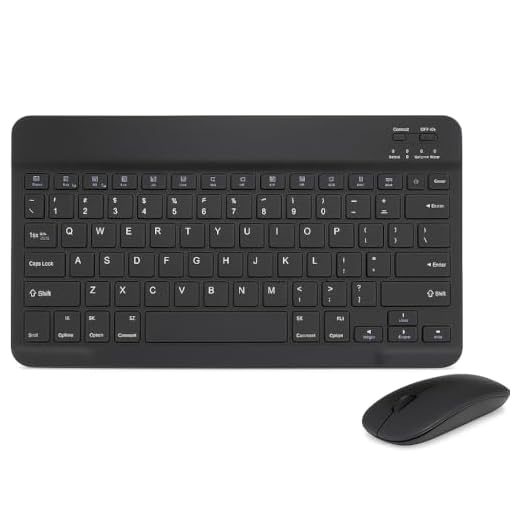 Combo Teclado e Mouse Bluetooth Ultrafino Sem Fio, Portátil e Recarregável E Teclado sem Fio - Compatível com Tablets Android, Celular, Smartphone, iPhone, iPad mini, Pro Air 10.2 10.9 11 12.9