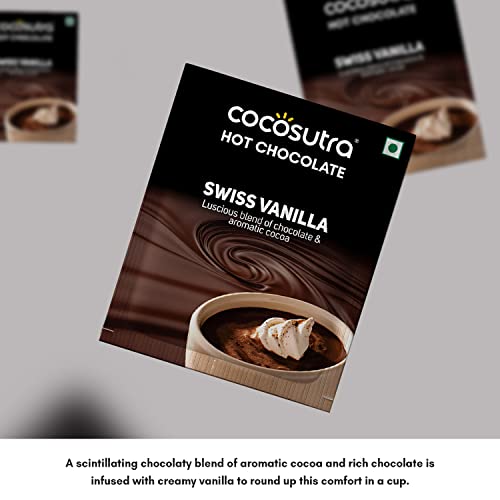 Image of COCOSUTRA Drinking Chocolate Mix | Swiss Vanilla | 20 Single-Serve Sachets (20g Each) | Vegan & Gluten Free | No Preservatives | Enjoy Hot or Cold | Ready in 2 Minutes | 400g (Pack of 2)