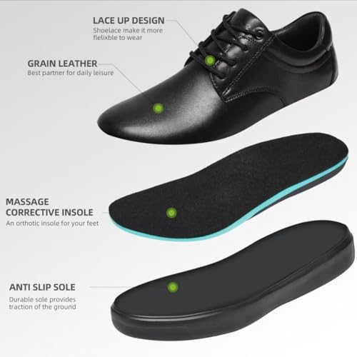 Black Platform Business Casual Dress Shoes for Men Comfortable Chunky Heel Simple Lace-up Lug Sole Leather Formal Oxford Shoes for Office Work2
