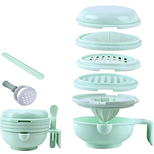 WINGOFFLY 9 in 1 Portable Baby Feeder Food Processor Smasher Serve Bowl, Vegetables Fruit Ricer Grinder