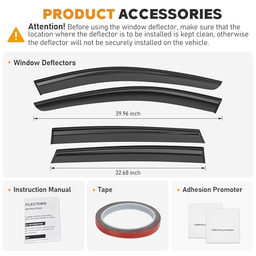 Image of Shatterproof Taped-On Window Deflectors for Subaru Crosstrek 2024 2025 2026 with Black Trim, Rain Guards, Window Visors for Cars, Vent Deflector, 4pcs