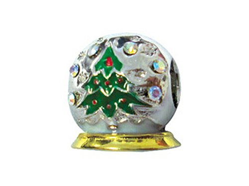 Zable Sterling Silver Christmas Tree Snow Globe Compatible Pandora Compatible Bead/Charm