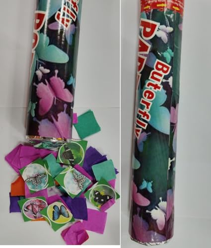 Image of Party Poppers| Confetti Party Poppers For Birthday /Bachelor /Anniversary /Theme Party & Many Special Celebration (6PC PACKING, 30CM PARTY POPPER, Butterfly Party Popper)
