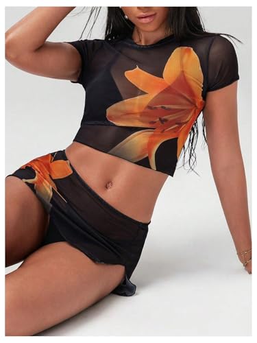 Maillot de bain 4 pièces résistant au chlore avec couverture légère de plage - 5