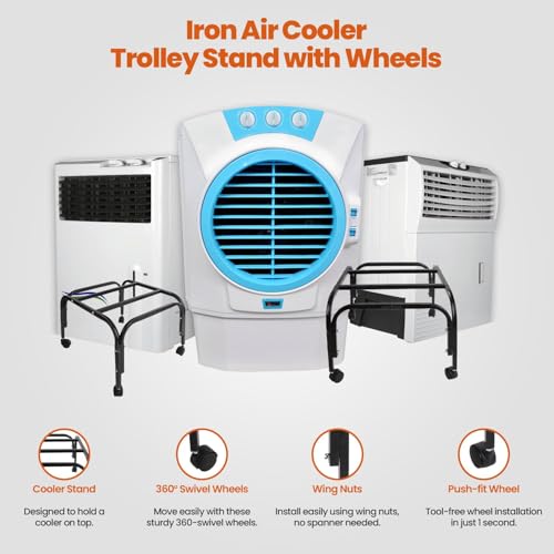 Image of BOLIDE Heavy Duty Metal Cooler Stand with 360 Rotating Wheels | Up to 120 KG Load Capacity | Rust-Resistant Base | Suitable for Room & Desert Coolers