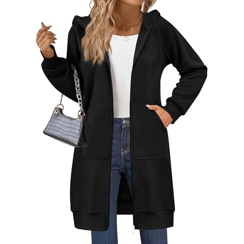 Long Zip Up Hoodie Women Casual Fleece Jacket Oversized Coat with Side Pockets 2025 Winter3