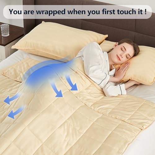 Image of Weighted Blanket Queen Size (60 inchx80 inch 17lbs),Ultra Soft and Cozy Cooling Weighted Blanket Queen Size for Adult,Heavy Blanket with Machine Washable Soft Blanket, Beige