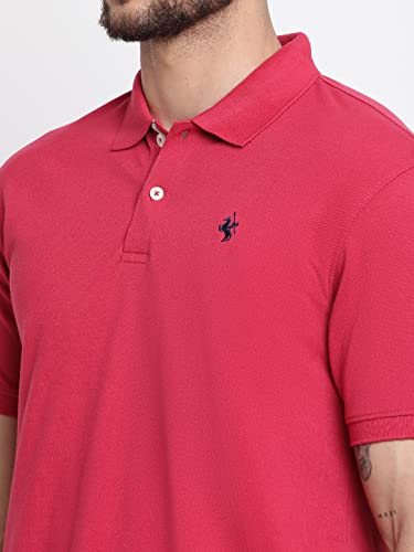 Image of Cantabil Men's Cotton Blend Solid Polo Neck T-Shirt (Regular Fit)