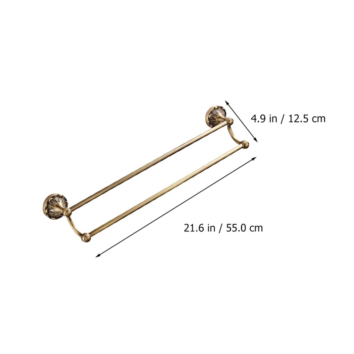 Toallero Doble de Pared 55 CM de Latón Barra Estrecha y Textura Fina Cepillada, Soporte para Toallas y Albornoces, Práctico para Baños Familiares y Uso Doméstico