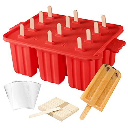 New Popsicle Molds , Homemade Silicone Popsicle Molds,Popsicle Maker BPA Free Popcylce Molds,Reusable Popsicle Mold for Kids,Ice Cream Mold,Ice Pop Molds Maker with 50 Popsicles Sticks,Popsicle Bags