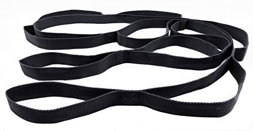 Wacces Yoga Strap Stretch Restore Multi-Grip Fitness Pilates Stretching Belt Multicolor (Black)
