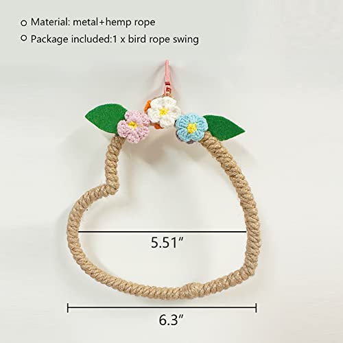 Image of La La Pet Bird Rope Swing with Hanging Hook Bird Rope Perch Bird Swing Perch Bird Perch Stand Bird Cage Toy for Parrot Budgie Parakeet Cockatiel Cockatoo Conure Heart