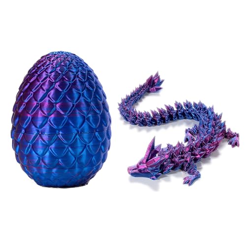 NyxSeat Conjunto de dragão impresso em 3D com ovo, brinquedo de vidro totalmente móvel, mesa com junta flexível