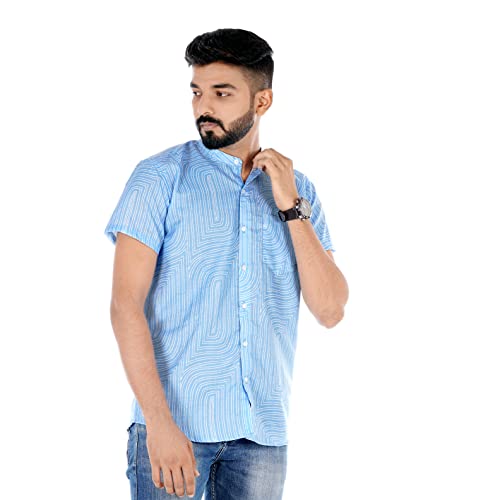 Image of Venisa Men's Cotton Blended Printed Casual Shirt