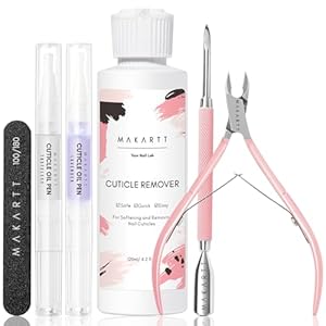 Makartt Cuticle Remover Kit, Nail Care Kit with Cuticle Oil Pen, Cuticle Trimmer, Nail File & 120ml Cuticle Remover Liquid, Nail Manicure Kit for Cuticle Softener & Moisturize