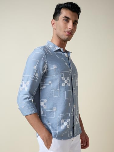 Image of Thomas Scott Mens Regular Fit Embroidered Full Sleeves Casual Shirt