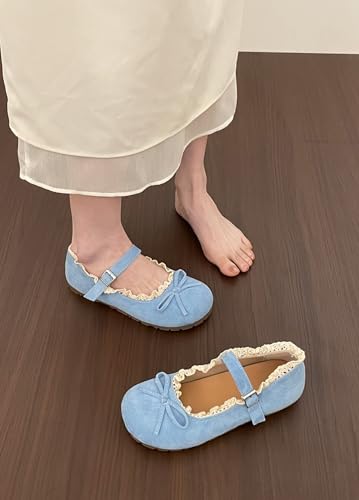 ZQW Women's Cute Mary Jane Ballet Flats with Lace Trim Kawaii Ultra Comfy Soft Casual Walking Dress-Up Shoes Cosplay Costume4