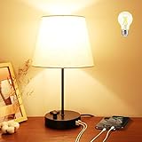 SHINEISLAND Bedside Table Lamp,Fully Dimmable Nightstand Reading Lamps with 2 USB Charging Ports&One...