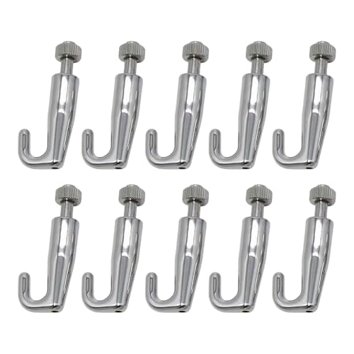 Image of Set of 10 Slide Locking Artwork Hanging Hooks Wire Rope Metal Photo Hooks Stainless Steel Picture Frame Hangers