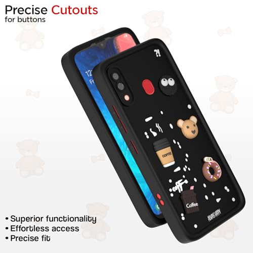 Image of Pikkme Back Cover for Samsung Galaxy A20 / A30 / M10s | Cute Fun Cartoon 3D Bear Silicone Full Body Protection Bumper Cover (Black)