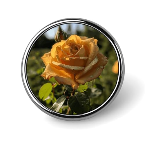 Stylish Yellow Rose Printed Round Brooch: Lightweight, Durable, Stylish Wedding Accessory Ideal for Valentine's Day And Women's Day