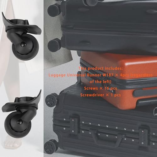 2 Pair Replacement Wheels for Luggage 360 Swivel Dual Suitcase Casters Roller Black (W187)4