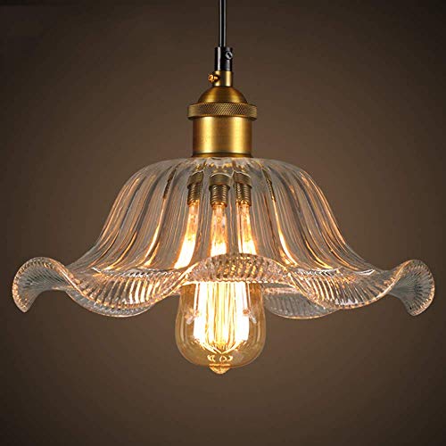 Luminaire de cuisine suspension verre pétale et plafonnier réglable E27