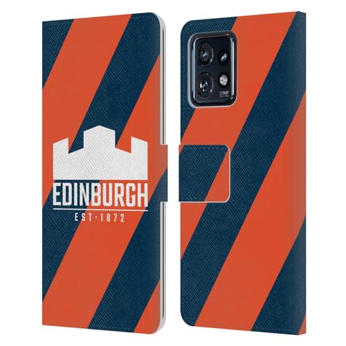 Head Case Designs Officially Licensed Edinburgh Rugby Diagonal Stripes Logo Art Leather Book Wallet Case Cover Compatible with Motorola Moto Edge 40 Pro