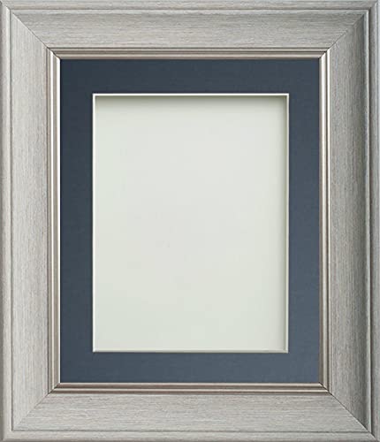 Frame Company Drummond Pale Grey Photo Frame, Blue Mount, 8x6 for 7x5 inch, fitted with perspex, Pale Grey with Blue Mount