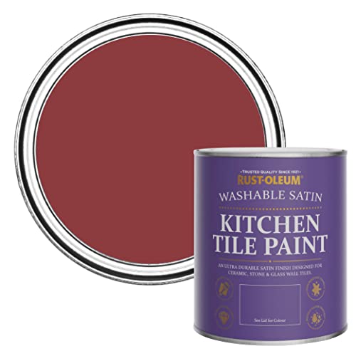 Rust-Oleum Red water resistant Kitchen Tile Paint in Satin Finish - Empire Red 750ml