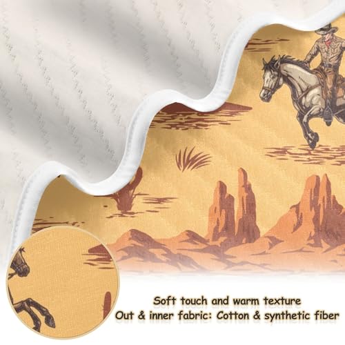 Image of Western Cowboy American Baby Blankets Soft Warm Crib Stroller Blanket for Toddler Newborn Girls Boys 30x40in