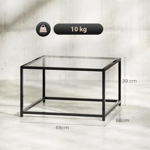 Table d’appoint carrée verre trempé 68 cm, MH Handel GmbH