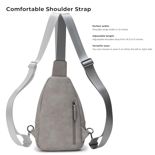Image of Alldaily Large Sling Bag for Women Crossbody Purse Leather Fashionable Trendy Chest Bag for Travel, Fanny Pack (Grey)