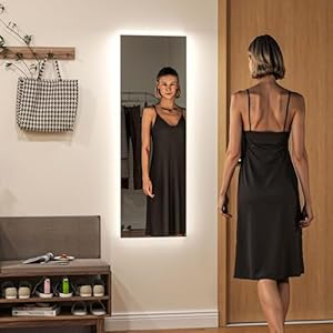 HOMCOM Ganzkörperspiegel 40 x 120 cm mit LED-Beleuchtung Standspiegel Wandspiegel Spiegel Bodenspiegel für Wohnzimmer, Schlafzimmer, Flur, Transparent