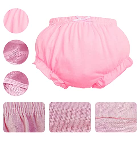 Höschen Packung mit 7 Baby Unterwäsche Kleinkinder Windelhosen Unterwäsch, Komfort Elegant Uni-Farbe mit Prinzessin Rüschen Unterhose Unterwäsche für Baby Mädchen