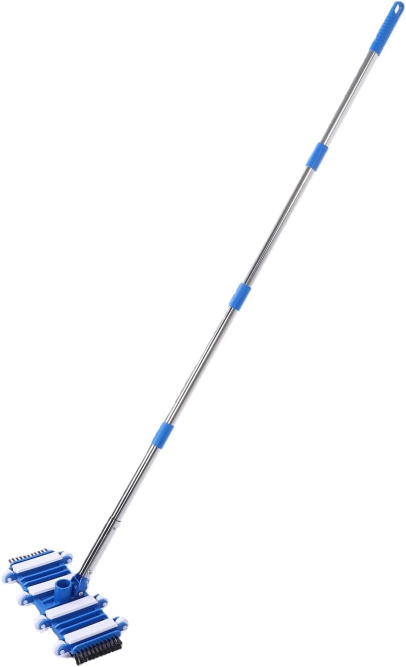 YUYTE Pool Vacuum Head with Wheels, Heavy Duty Swimming Pool Vacuum Head Attachment Set with 6 Extension Poles, for Inground Above Ground Hot Tub Spa Pond Fountain