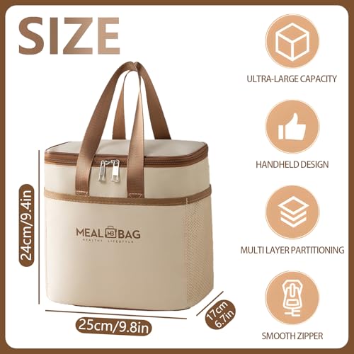 Laresday Zaino Isolante Pieghevole Con 2 Scomparti, Borsa Termica Riutilizzabile Per Ufficio, Scuola, Campeggio, Leggero E Impermeabile, Tessuto Oxford Con Strato Isolante In Alluminio (L) - 2