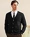 Kallspin Men's Cardigan Sweaters Wool Blend V Neck Button Down Sweaters with Pockets(Black, Medium)