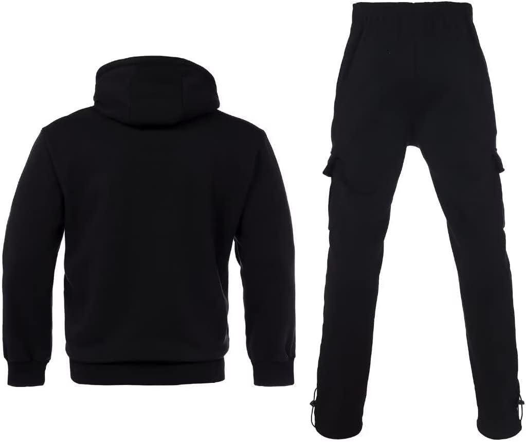 Men's Tracksuit Sets Outfit Activewear Full Zip Fleece Hoodie Jacket Cargo Sweatpant 2 Piece Casual Sweatsuit - Image 4