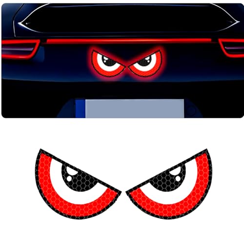 Image of Car High Intensity Reflective Eyes Stickers Side Marker Bumper Fender Safety Warning Sticker Universal Strong Reflective Warning Scratches Protector Sticker for Car Night Visibility 2 Psc (Red)
