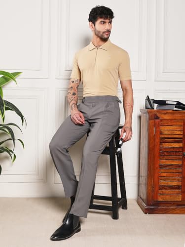 Image of Gurkha Pants for Men | Trouser for Men | Formal Pant | Double Button | Loose Fit Trouser High Waist Pleated Casual Trousers | Vintage Straight Leg Pants for Office Smart Casual Travel Party