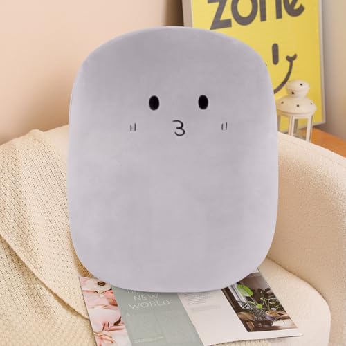 JEMAジェマ クッション もちもちクッション 絵文字 顔文字 抱き枕 楕円型 ふわふわ 可愛い 座布団 リビング 背あて ソファー用 インテリア 枕 おしゃれ 北欧 55×40cm グレー
