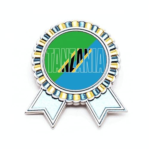 Broche drapeau tanzanien en métal de haute qualité, insigne de prestige taille M