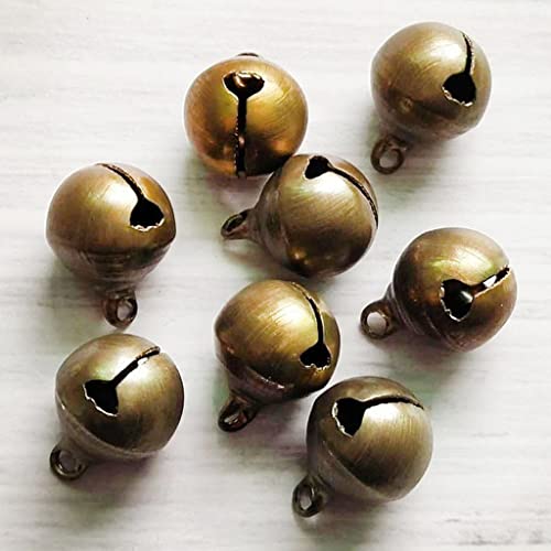 50 Pcs Small Bronze Jingle Bells for Crafts - Electroplated, 1/2 inches - Craft Bells for Gift Box Decoration, Pet Christmas, DIY Crafts