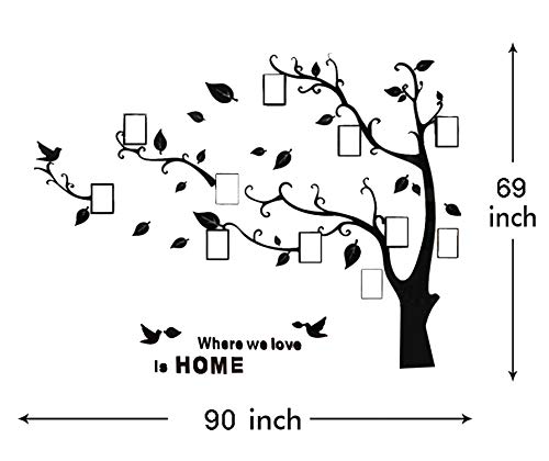Famliy Tree Wall Sticker With Famliy Picture Frames Diy Branches Photo Gallery Frame Decor For Office And Home 118×72 Inches (Black, Right) #TOP2